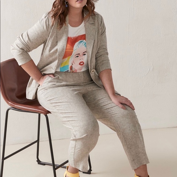 Linen-Blend Cropped Straight Leg Pant - Picture 3 of 4